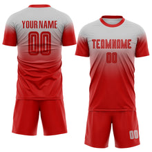 Load image into Gallery viewer, Custom Gray Red Sublimation Fade Fashion Soccer Uniform Jersey
