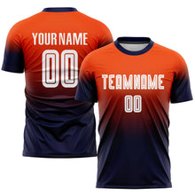 Load image into Gallery viewer, Custom Orange White-Navy Sublimation Fade Fashion Soccer Uniform Jersey
