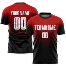Load image into Gallery viewer, Custom Red White-Black Sublimation Fade Fashion Soccer Uniform Jersey
