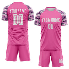 Load image into Gallery viewer, Custom Pink White-Camo Sublimation Soccer Uniform Jersey
