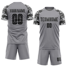 Load image into Gallery viewer, Custom Gray Black-Camo Sublimation Soccer Uniform Jersey
