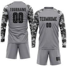 Load image into Gallery viewer, Custom Gray Black-Camo Sublimation Soccer Uniform Jersey
