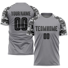 Load image into Gallery viewer, Custom Gray Black-Camo Sublimation Soccer Uniform Jersey
