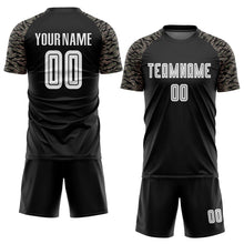 Load image into Gallery viewer, Custom Black White-Camo Sublimation Soccer Uniform Jersey
