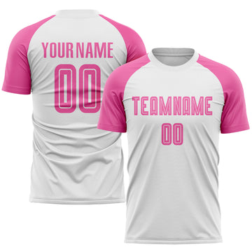 Custom White Pink Sublimation Soccer Uniform Jersey