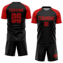 Load image into Gallery viewer, Custom Black Red Sublimation Soccer Uniform Jersey
