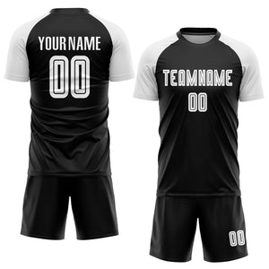 Custom Black White Sublimation Soccer Uniform Jersey