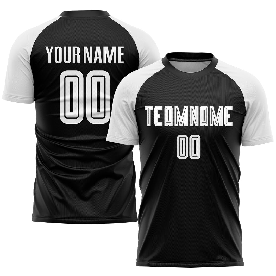 Custom Black White Sublimation Soccer Uniform Jersey