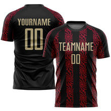 Load image into Gallery viewer, Custom Black Vegas Gold-Red Sublimation Soccer Uniform Jersey

