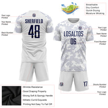 Load image into Gallery viewer, Custom White Navy Sublimation Soccer Uniform Jersey
