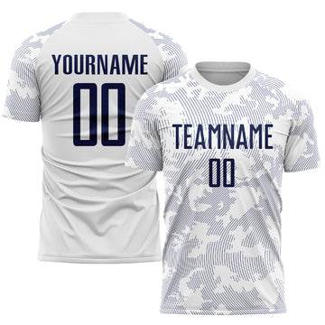 Custom White Navy Sublimation Soccer Uniform Jersey