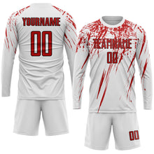 Load image into Gallery viewer, Custom White Red-Black Sublimation Soccer Uniform Jersey
