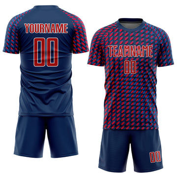 Custom Navy Red-White Sublimation Soccer Uniform Jersey