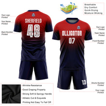 Load image into Gallery viewer, Custom Red White-Navy Sublimation Fade Fashion Soccer Uniform Jersey
