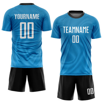 Custom Light Blue White-Black Sublimation Soccer Uniform Jersey