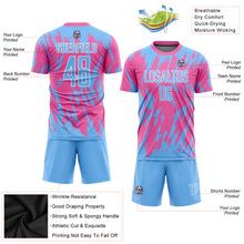 Load image into Gallery viewer, Custom Pink Light Blue-White Sublimation Soccer Uniform Jersey
