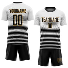 Load image into Gallery viewer, Custom White Black-Old Gold Sublimation Soccer Uniform Jersey
