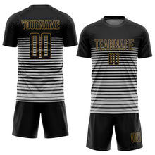 Load image into Gallery viewer, Custom Black Black-Old Gold Sublimation Soccer Uniform Jersey
