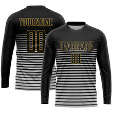 Load image into Gallery viewer, Custom Black Black-Old Gold Sublimation Soccer Uniform Jersey
