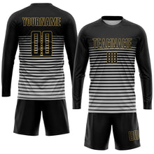 Load image into Gallery viewer, Custom Black Black-Old Gold Sublimation Soccer Uniform Jersey
