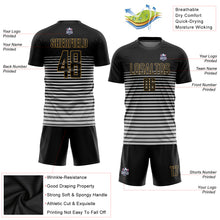 Load image into Gallery viewer, Custom Black Black-Old Gold Sublimation Soccer Uniform Jersey
