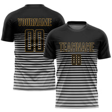 Load image into Gallery viewer, Custom Black Black-Old Gold Sublimation Soccer Uniform Jersey
