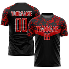 Load image into Gallery viewer, Custom Black Red-White Sublimation Soccer Uniform Jersey
