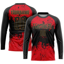 Load image into Gallery viewer, Custom Black Red-Gold Sublimation Soccer Uniform Jersey
