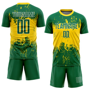 Custom Green Green-Gold Sublimation Soccer Uniform Jersey