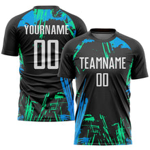 Load image into Gallery viewer, Custom Black White-Light Blue Sublimation Soccer Uniform Jersey
