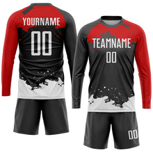 Load image into Gallery viewer, Custom Black White-Red Sublimation Soccer Uniform Jersey

