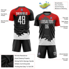 Load image into Gallery viewer, Custom Black White-Red Sublimation Soccer Uniform Jersey
