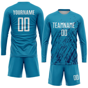 Custom Panther Blue White-Black Sublimation Soccer Uniform Jersey