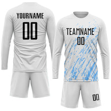 Load image into Gallery viewer, Custom White Black-Light Blue Sublimation Soccer Uniform Jersey
