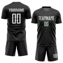 Load image into Gallery viewer, Custom Black White-Neon Green Sublimation Soccer Uniform Jersey
