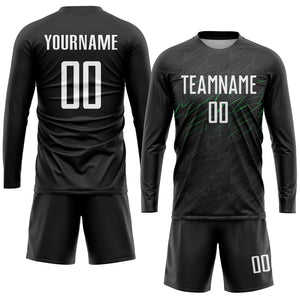 Custom Black White-Neon Green Sublimation Soccer Uniform Jersey