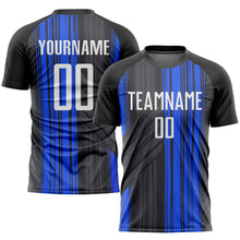 Load image into Gallery viewer, Custom Black White-Royal Sublimation Soccer Uniform Jersey
