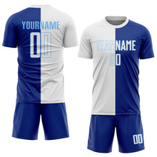 Load image into Gallery viewer, Custom Royal White-Light Blue Sublimation Split Fashion Soccer Uniform Jersey
