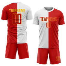 Load image into Gallery viewer, Custom White Red-Gold Sublimation Split Fashion Soccer Uniform Jersey
