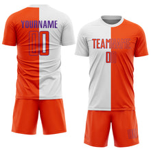 Load image into Gallery viewer, Custom White Orange-Purple Sublimation Split Fashion Soccer Uniform Jersey
