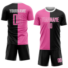 Load image into Gallery viewer, Custom Black Pink-White Sublimation Split Fashion Soccer Uniform Jersey
