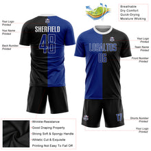 Load image into Gallery viewer, Custom Black Royal-White Sublimation Split Fashion Soccer Uniform Jersey
