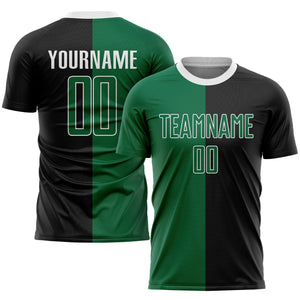 Custom Black Kelly Green-White Sublimation Split Fashion Soccer Uniform Jersey