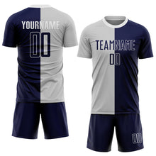 Load image into Gallery viewer, Custom Gray Navy-White Sublimation Split Fashion Soccer Uniform Jersey
