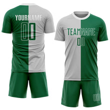 Load image into Gallery viewer, Custom Gray Kelly Green-White Sublimation Split Fashion Soccer Uniform Jersey
