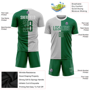 Custom Gray Kelly Green-White Sublimation Split Fashion Soccer Uniform Jersey