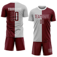 Load image into Gallery viewer, Custom Gray Crimson-White Sublimation Split Fashion Soccer Uniform Jersey
