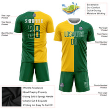 Load image into Gallery viewer, Custom Gold Kelly Green-White Sublimation Split Fashion Soccer Uniform Jersey
