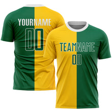 Load image into Gallery viewer, Custom Gold Kelly Green-White Sublimation Split Fashion Soccer Uniform Jersey
