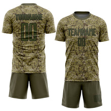 Load image into Gallery viewer, Custom Camo Olive-Black Sublimation Salute To Service Soccer Uniform Jersey
